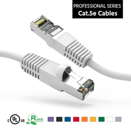 CAT5E Shielded (FTP) Ethernet Network Booted Cable- 6ft- White
